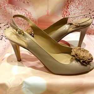 Bandolino leather flower peep toe sandal heel 8.5